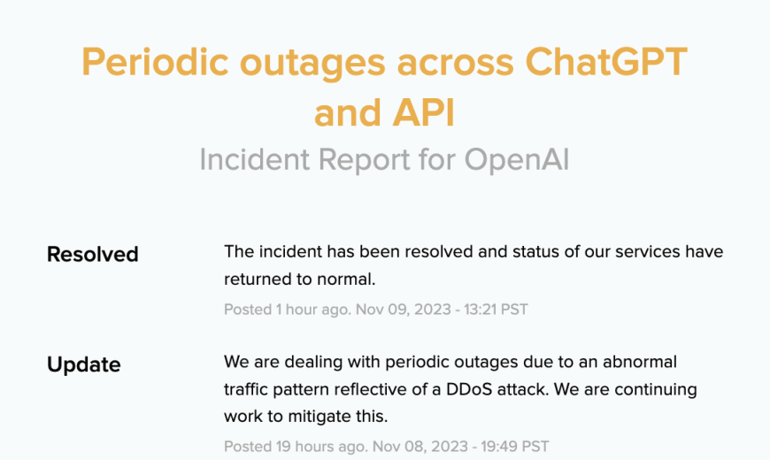 OpenAI résout les pannes périodiques de ChatGPT et d'API causées par les attaques DDoS