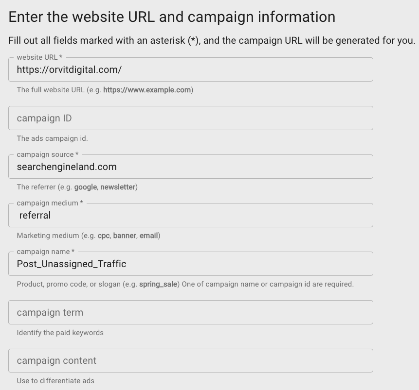 Traffic de référence GA4 - Builder de campagne