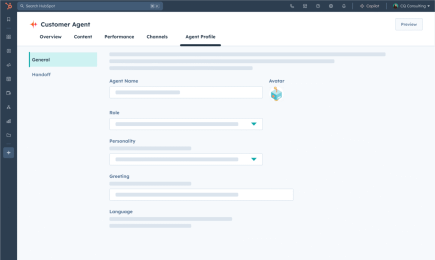 Exemple d'agent client HubSpot Breeze dans la plate-forme.
