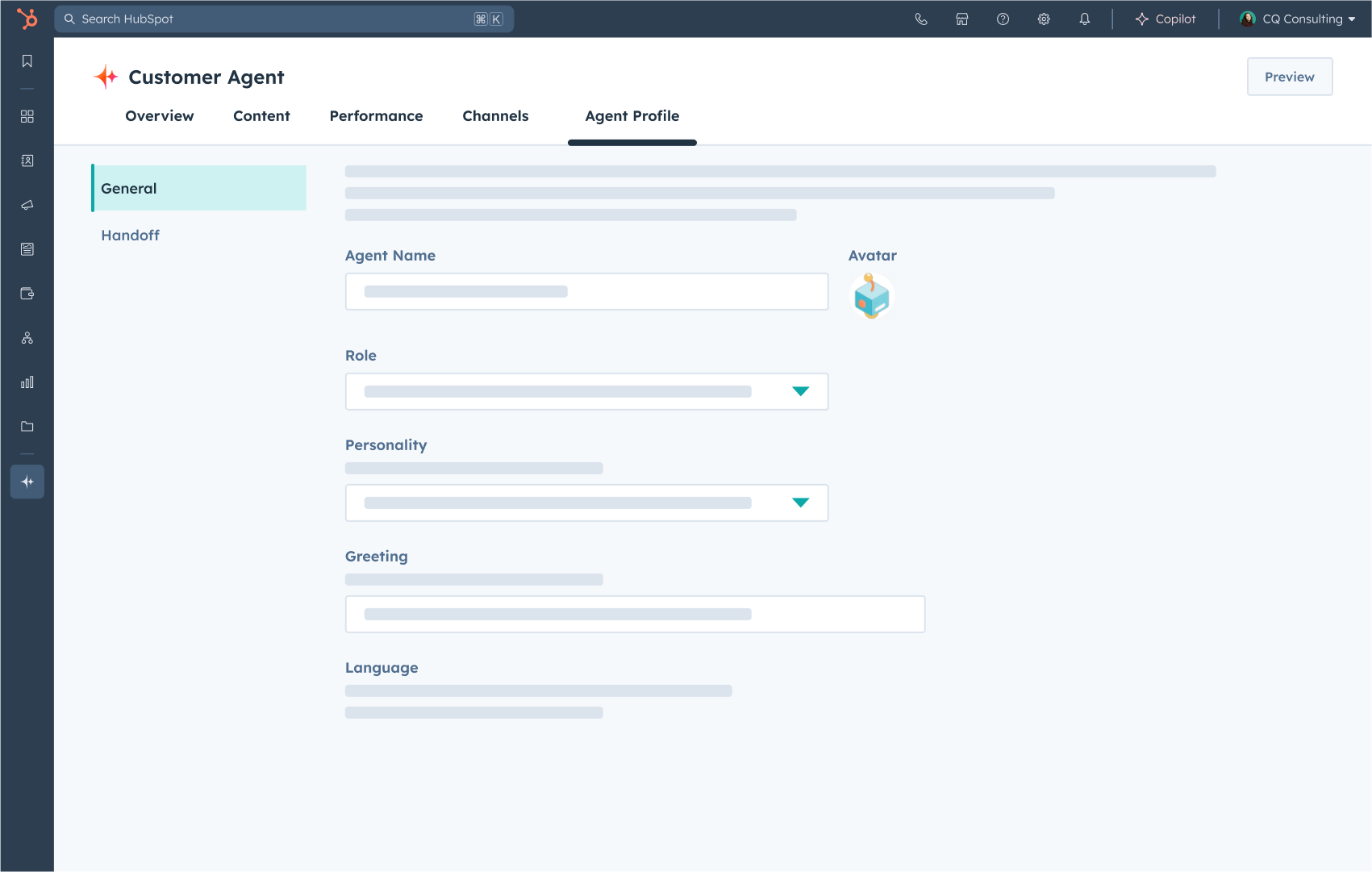 Exemple d'agent client HubSpot Breeze dans la plate-forme.