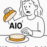 Dessin de ligne d'une femme ouvrant un pain de hamburger qui manque un hamburger et demande "Où est le clic?"